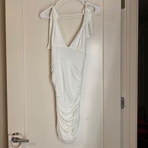 White low cut mini dress NWT
